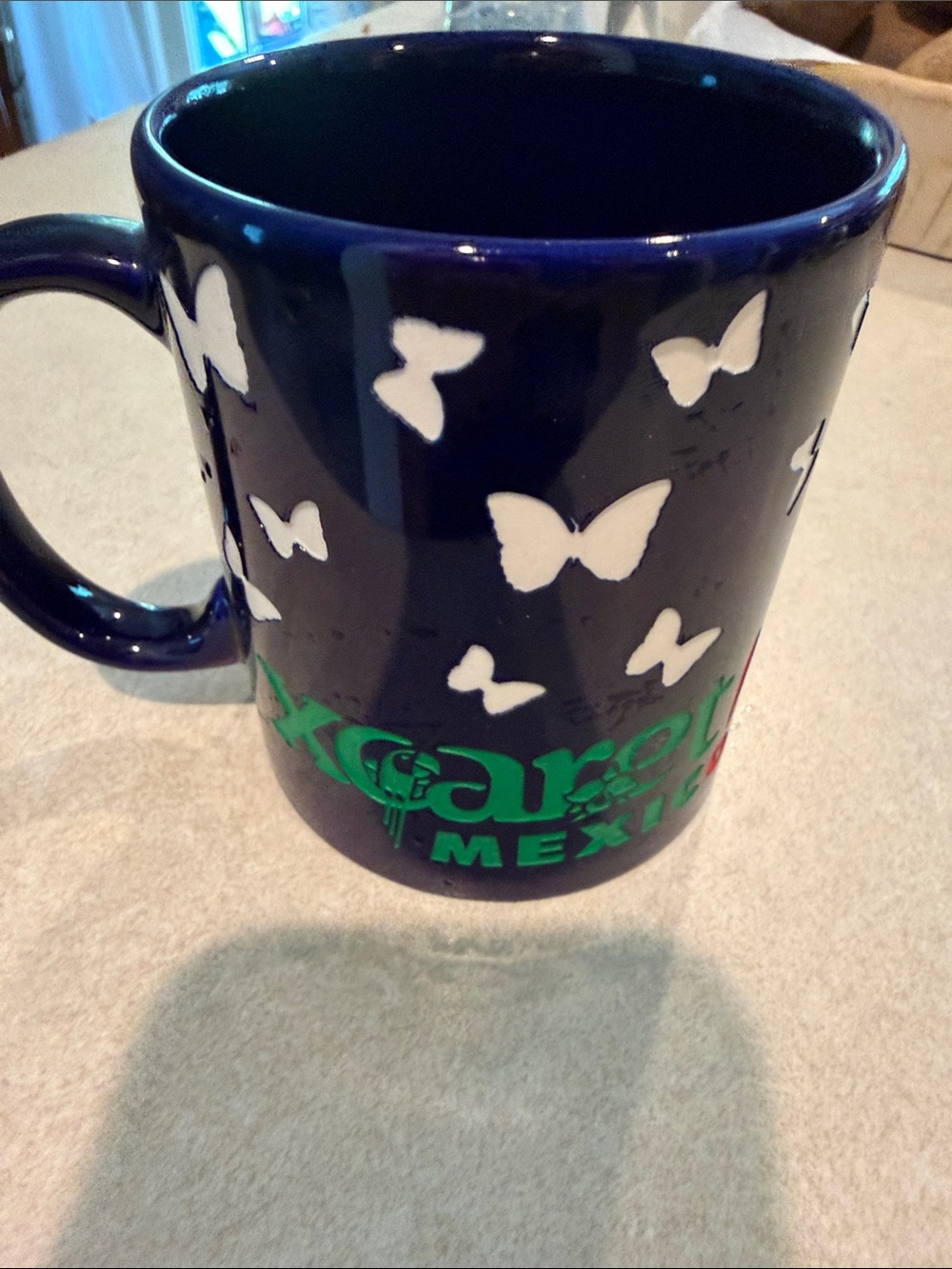 Mexico Butterfly Ceramic Coffee Mug - Navy Blue